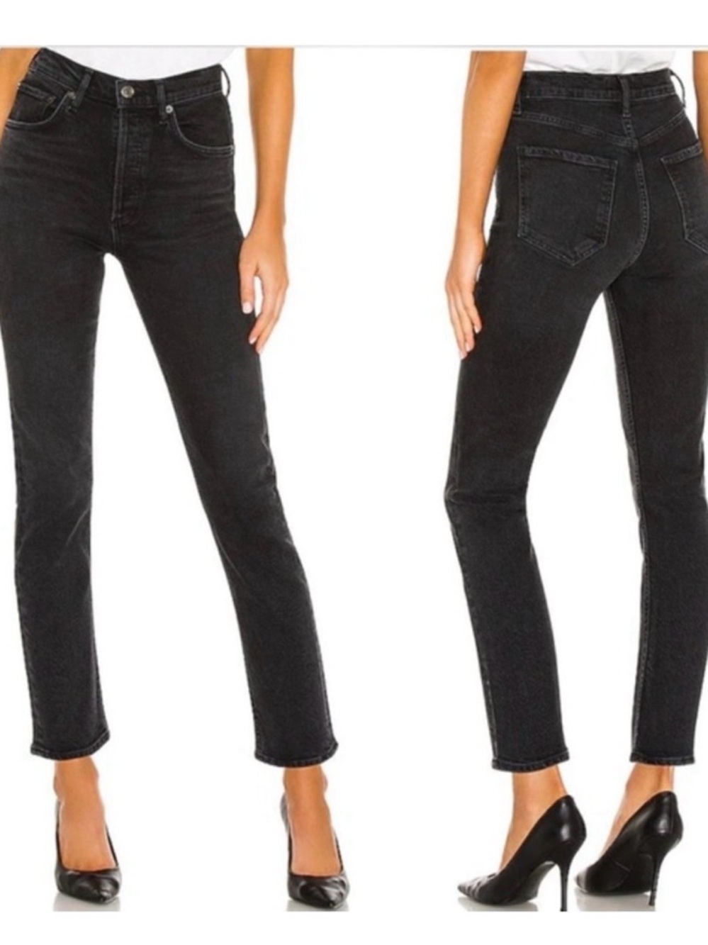 Agolde Nico High Rise Slim Button-Fly Jeans in the color Compilation